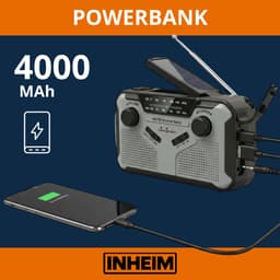 INHEIM® Beacon Noodradio - AM/FM Solar Opwindbaar - Powerbank - Zonneenergie - Noodpakket - Met Zaklamp - Opwindbaar — thumbnail 4