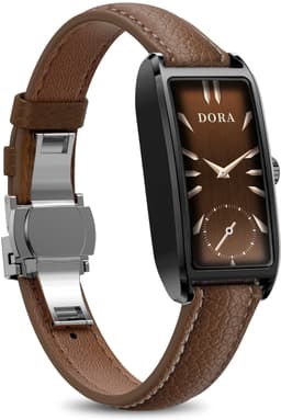 WizBay Premium Select® 1.13 Inch AMOLED Smartwatch Zwart met Donker Bruin Leren Band – Hartslag, Bloeddruk SpO₂ Monitoring – Fitness Tracker – Elegant Vierkant Design – Android iOS — thumbnail 2