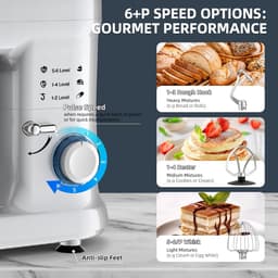 Multifunctionele Keukenmachine 1500 W - 5,5 L - 6 Snelheden - Planetaire Menging - Met Deeghaak en Garde — thumbnail 2