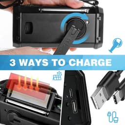 YONO Noodradio Solar Opwindbaar - Batterij Oplaadbaar 10.000mAh - Powerbank Zonneenergie - Draagbare Radio - Zaklamp - Survival Noodpakket — thumbnail 5