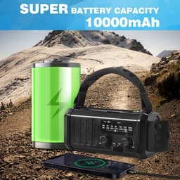 YONO Noodradio Solar Opwindbaar - Batterij Oplaadbaar 10.000mAh - Powerbank Zonneenergie - Draagbare Radio - Zaklamp - Survival Noodpakket — thumbnail 2