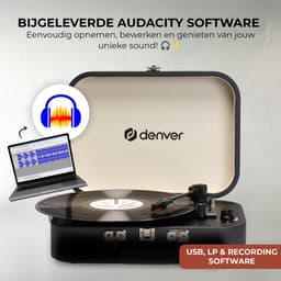 Denver Platenspeler - Ingebouwde Speakers en Versterker - Incl. PC Software - Auto-stop - Retro - VPL130 — thumbnail 3