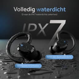 EDSYS Sport Oordopjes Draadloos - Oortjes Draadloos Bluetooth - Bluetooth Oordopjes - Draadloze Hardloop Oortjes - Sport Oortjes - In-Ear Oordopjes - Noise Cancelling - Waterdicht - USB C Oortjes - Zwart — thumbnail 4