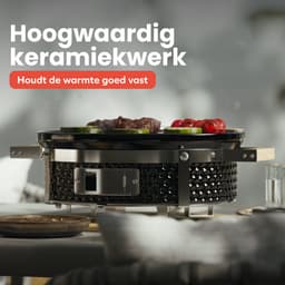 KitchenBrothers Kamado Hibachi Grill - Houtskool Barbecue - Shichirin Tafelgrill - PFAS-vrij - Ronde BBQ - Keramische Barbecue - Zwart — thumbnail 4