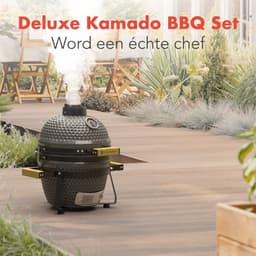KitchenBrothers Kamado BBQ - 13 Inch Houtskool Barbecue - 27⌀ cm - PFAS-vrij - Deluxe Set - Egg BBQ met Accessoires inclusief Hoes - Vaderdag Cadeau - Grijs — thumbnail 2
