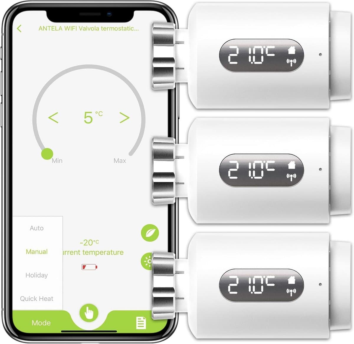 Slimme Radiator Thermostaat Programmeerbaar Wifi Inclusief Diverse Adapters — afbeelding 1