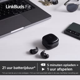 SONY LinkBuds Fit In-ear Draadloze oordopjes Met Noise-cancelling Zwart — thumbnail 5