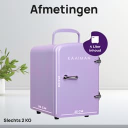 Kaaiman® Mini Koelkast 4L - Kleine Koelkast 12V/220V - Cosmetische Koelkast - Warm en Koud Functie - Skincare Fridge - Minikoelkast Slaapkamer - Paars — thumbnail 2