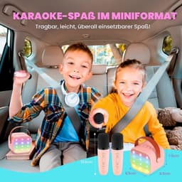 Karaokemachine - Wordt geleverd met 2 karaokemicrofoons - Premium Mini Karaokemachine - Kinderkaraokemachine met microfoon - Kinderdagcadeau/speelgoed - Geschikt voor kinderen van 3-12 jaar oud - Muziekluidspreker -Wit — thumbnail 2