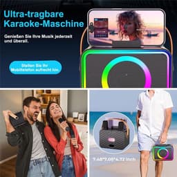 Een complete karaokeset, inclusief twee karaokemicrofoons, een draagbare karaokebox en een Bluetooth-luidsprekersysteem, perfect voor familiebijeenkomsten, kerkfeesten, picknicks en buitenactiviteiten. — thumbnail 2