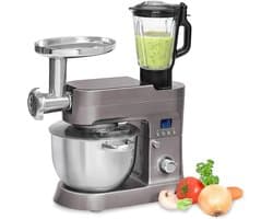 Krachtige Planetaire Mixer 1200W met 6.2L RVS Kom, Inclusief Deegkneedhaken, Garde en Vleesmolen