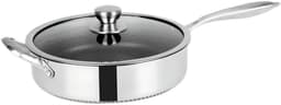 Cheffinger, Hoge Koekenpan 28cm Honingraat Coating met Lange Handgreep en Deksel, Zilver — thumbnail 1
