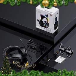 Namajunas - Gaming headsets met Microfoon - Kattenoor Headphones - Koptelefoon - Hoofdtelefoon met kabel - Noise Cancelling Microfoon - Surround Sound - RGB Verlichting - PC, Laptop, PS4, PS5, Xbox, Switch - Zwart — thumbnail 3