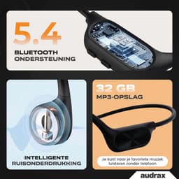 Audrax® Pulse - Bone Conduction - Sport oordopjes - Open ear sporthoofdtelefoon - Hardlopen - Oortjes draadloos - 10 uur batterijduur - Sport — thumbnail 5