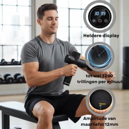 AJ-Sports Massage Gun - Massage Pistool - Massage Apparaat - 6 opzetstukken - Inclusief Koffer - Zwart - Draadloos - Krachtig — thumbnail 4