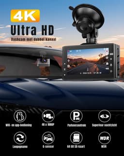 AMA® Dashcam Voor en Achter - Dashcam - Parkeermonitor - WiFi - 4K — thumbnail 2