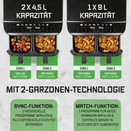 Airfryer met Dubbele Kamer 9L - 8 Programma's en Multi-Color Touchscreen — thumbnail 2
