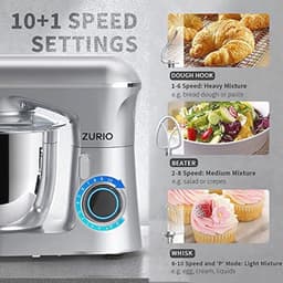 Keukenmachine 1300 W, 5,5 L, Kneedmachine met 10 Versnellingen en Stille Fermentatiefunctie — thumbnail 4
