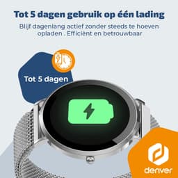 Denver Smartwatch - AMOLED - Hartslagmeter - Saturatiemeter - 100 sportmodi - Milanees bandje - Android iOS - SWC394S — thumbnail 5