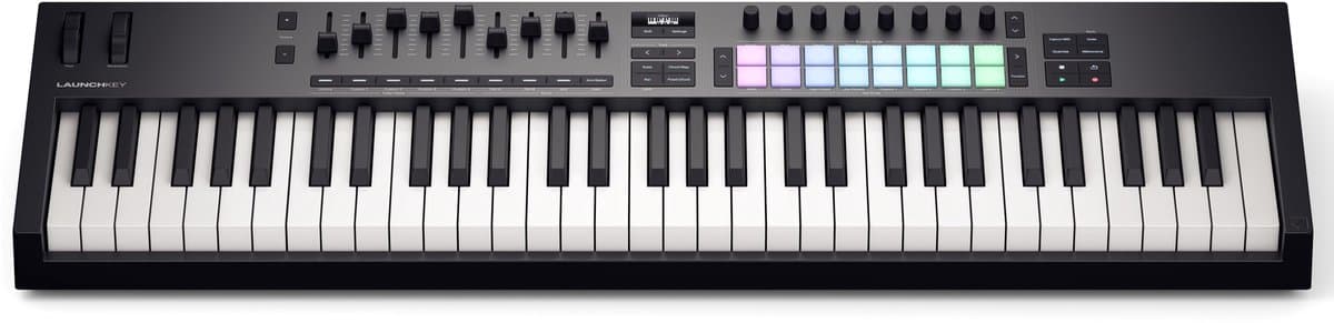 Novation Launchkey 61 MK4 - MIDI Keyboard Controller - 61 Semi-Gewogen Toetsen - 16 FSR Pads - 9 Faders - OLED Display - USB-C — afbeelding 1