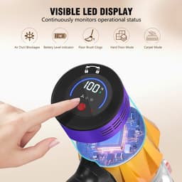 BLOSSOM Steelstofzuiger V18 - 550W/50Kpa - Kruimeldief - Steelstofzuiger Draadloos - Kruimeldief - Hepa - LED-Display - Drie modi - Paars — thumbnail 3