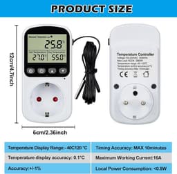 Digitale Thermostaat Socket met Temperatuurregeling voor Kas en Terrarium — thumbnail 4