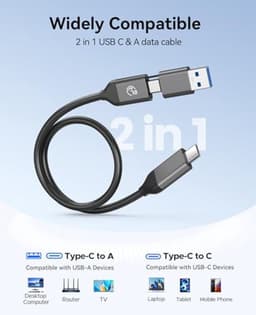 Externe SSD 2TB met 2-in-1 USB-C kabel - Draagbare solid state drive voor smartphones, tablets en PC's — thumbnail 3