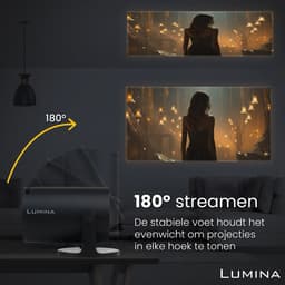 Lumina® Pro Mini Beamer 2026 – Android 14 Smart Projector met Google Playstore – Thuisbioscoop – Voor iOS & Android – WiFi 6 & Bluetooth 5.4 – Zwart — thumbnail 3