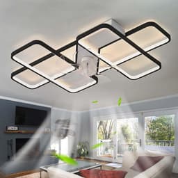 LED Plafondlamp met Ventilator Dimbaar 35 Inch - 6 Versnellingen, Omkeerbaar, APP & Afstandsbediening - Modern voor Woonkamer en Slaapkamer — thumbnail 3