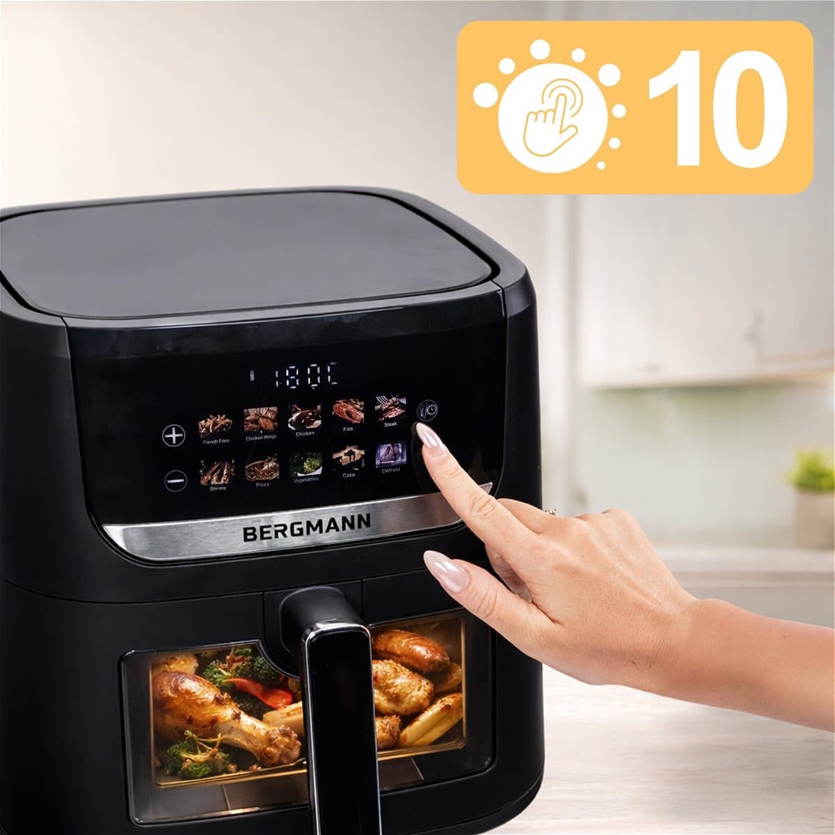 BERGMANN YI Air Fryer - 8L Capaciteit - 1750W - Vetvrij frituren - Inclusief Receptenboek — afbeelding 1