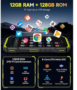 Smartphone Ulefone ARMOR X32 Octa Core 128 GB Zwart Oranje 16 GB RAM — thumbnail 2