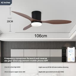 Plafondventilator - LED Plafondventilator - Ø 106 cm - 4320 LM - 3000K/6500K - Dimbaar - 3 snelheidsinstellingen - Timer - Zomer - Zeer stil - Zwarte perzikhoutkleur — thumbnail 1