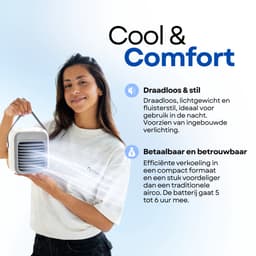 Dynter Mobiele Aircooler – Draadloze Luchtkoeler – Mini Ventilator met Batterij – Compact, Stil & Draagbaar – Grijs (SM211) — thumbnail 5