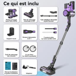 Lunekiss Draadloze Stofzuiger 30 kPa – 350W – 9‑in‑1 Steelstofzuiger – 50 min Accuduur – 0,6–1 L Stofbak — thumbnail 4
