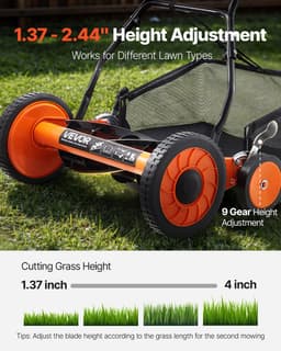 VEVOR Cilindermaaier Grasmaaier Handmaaier 450mm Snijbreedte 5 Messen 35-62mm — thumbnail 5
