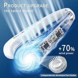 Nekventilator Draagbare Persoonlijke Ventilator - 4000mAh Sterke Wind 360° Koeling - Geen Haarophoping Dubbelzijdige Luchtstroom - Snel opladen Lange Gebruiksduur Anti-slip - Cadeau voor Dames, Mannen - Zwart - 1 Stuk — thumbnail 2