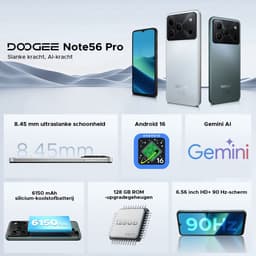 DOOGEE Note 56 Pro Smartphone - 32 GB RAM + 128GB ROM - 6,56 inch 90Hz - 4G Dual SIM - 6150mAh - GPS - Anroid16 - GPS - Zwart — thumbnail 2