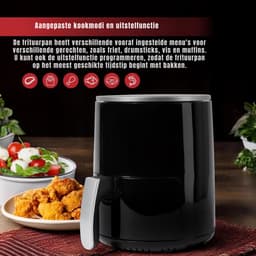 DYNA® Mini airfryer - Airfryer - Airfryer klein - Zwart - 27cm x 27cm x 32cm — thumbnail 5