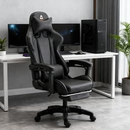 GOTAGEE Gamingstoel Bureaustoel Ergonomische Gamestoel Met Lendensteun un voetpedalen Hoogte en Ligfunctie Zwart — thumbnail 2
