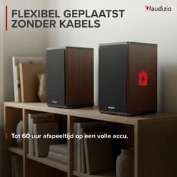 Draadloze speakers - Audizio BS20 speakerset - Luidspreker boxen met Bluetooth - Oplaadbare accu - Houtlook — thumbnail 2
