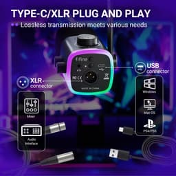 FIFINE AM9 - Gaming Microfoon Dynamische - Podcast Streaming PC PS4 PS5 - Ruisonderdrukking - Touch Mute Knop - USB RGB - Zwart — thumbnail 2
