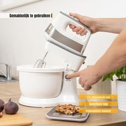 Zyrex® Mixer met Mengkom - Keukenmachine - Mixer - 6 Liter Mengkom - Wit/Grijs - ‎31cm x 21cm x 36cm — thumbnail 3