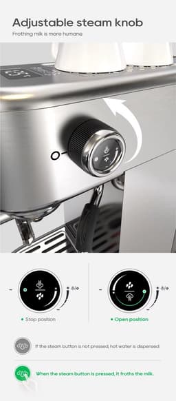 Norvia - Automatische espressomachine - Koffiemachine - 20 bar - Temperatuurregeling - 51 mm portafilter - Nauwkeurige smaak — thumbnail 2