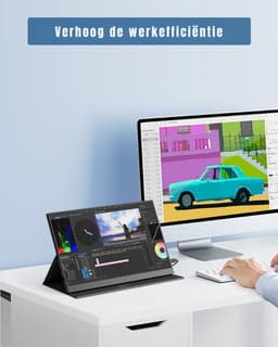 SAVI® Draagbare Monitor voor Laptop – Portable Monitor 15,6 Inch – Draagbaar Scherm 1080FHD – Groot kleurenbereik - Zwart - ‎‎41cm x 27cm x 6cm — thumbnail 4
