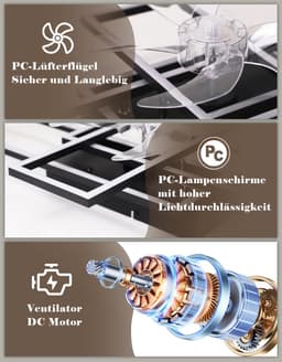 NETTLIFE Moderne Plafondlamp met Ventilator LED - 94cm - 6 Standen - Dimbaar - Met Afstandsbediening en Timer - Voor Woonkamer Eetkamer Slaapkamer — thumbnail 4