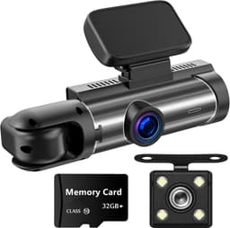 ADEL Dashcam voor Auto met Nachtzicht en Parkeercamera (Parkeerhulp) - 3 Camera’s (Voor, Binnen & Achter) - 1080P Full HD & WiFi - Incl. 32GB SD Kaart — thumbnail 1