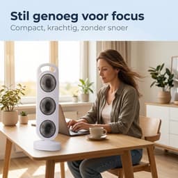 Lomera Torenventilator Oplaadbaar - Draadloze Kolomventilator USB - Tafelventilator 3 Koppen 3 Snelheden - Oscillerend Bureau Ventilator Draagbaar Stil - Wit — thumbnail 4