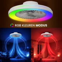 Airking Plafondventilator - Stille Ventilator met Lamp en Afstandsbediening 48,5 cm - LED 40W Dimbaar - 3000K-6500K - Zomer en Winterstand Wit — thumbnail 5