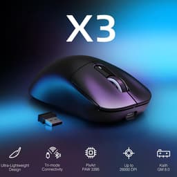 ATTACK SHARK Draadloze Gaming Muis - Wired/2.4G/BT5.4 - Lichtgewicht 49G - PAW3395 - 26000DPI - Zwart — thumbnail 2