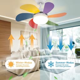 Glitzerlife– plafond ventilator met verlichting – Ventilator lamp plafond – stille plafondventilator - stil met afstandsbediening en timer – Ø75 cm – gekleurd – plafondlamp met ventilator voor woonkamer en slaapkamer — thumbnail 4